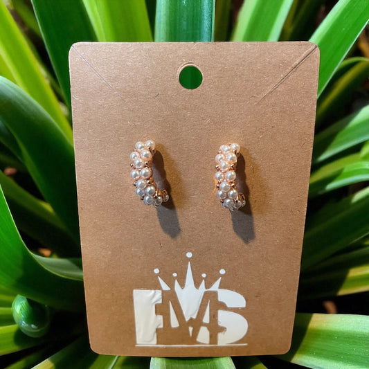 Crown Half moon Pearl Earrings